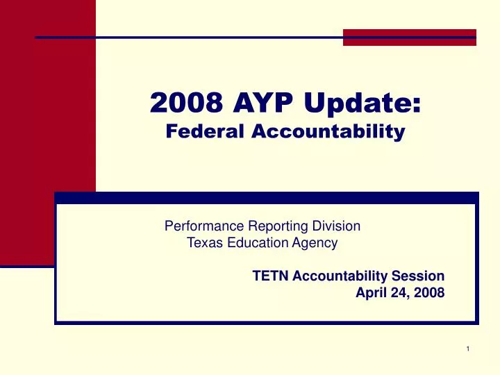 2008 ayp update federal accountability