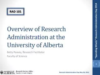 Overview of Research Administration at the University of Alberta