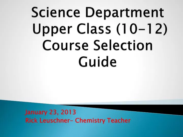 science department upper class 10 12 course selection guide
