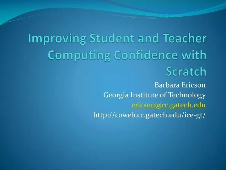 improving student and teacher computing confidence with scratch