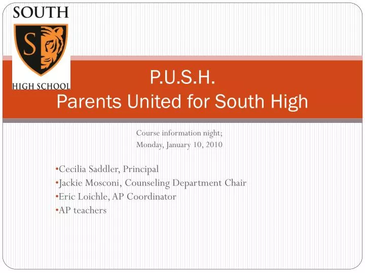 p u s h parents united for south high