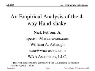 An Empirical Analysis of the 4-way Hand-shake 1