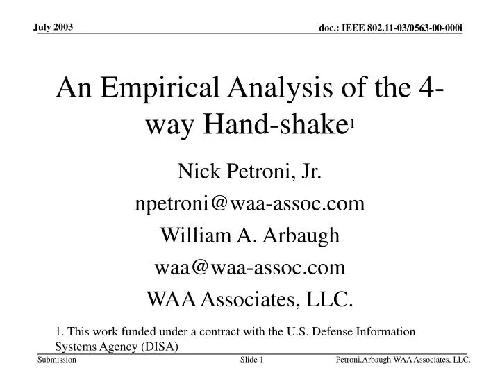 an empirical analysis of the 4 way hand shake 1