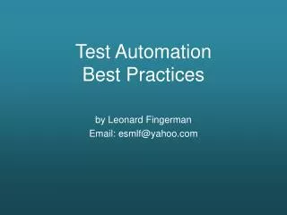 Test Automation Best Practices