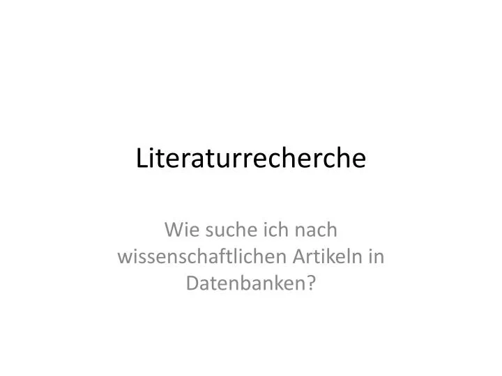 literaturrecherche