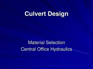 Culvert Design
