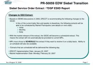 Changes to SSO Extract: