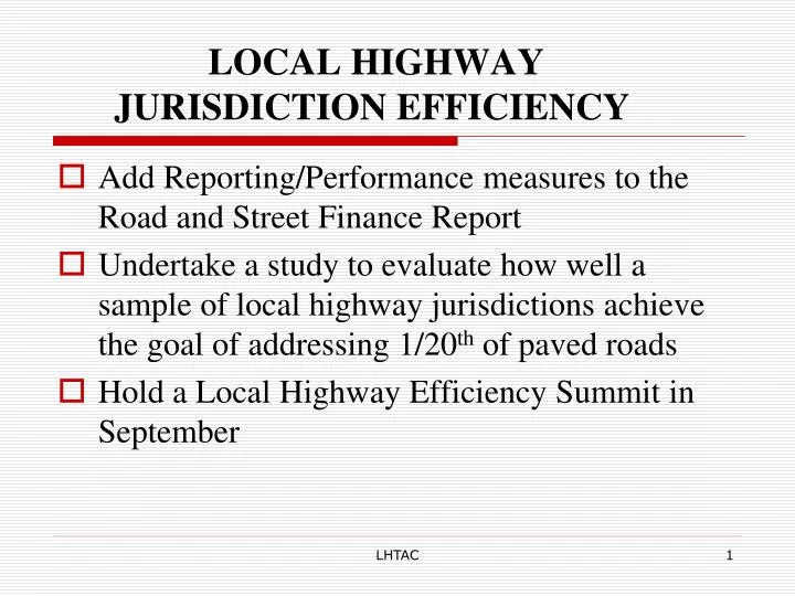local highway jurisdiction efficiency