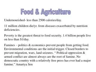 Food &amp; Agriculture