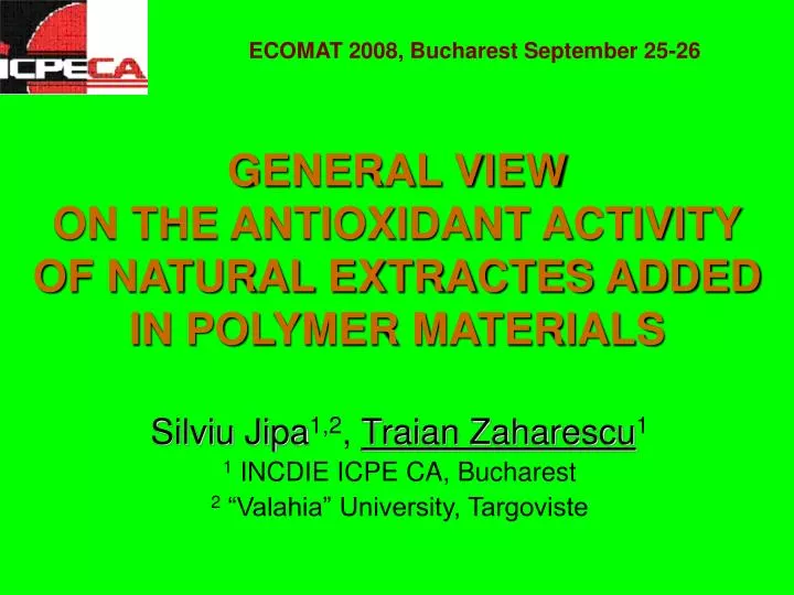 general view on the antioxidant activity of natural extractes added in polymer materials