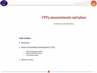CTF3 measurements and plans R. Corsini for the CTF3 Team