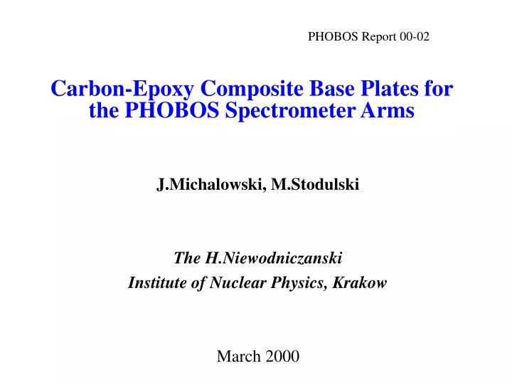 carbon epoxy composite base plates for the phobos spectrometer arms