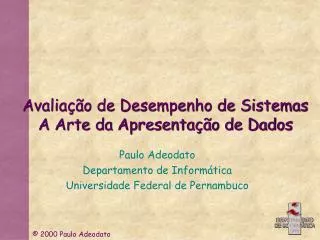 avalia o de desempenho de sistemas a arte da apresenta o de dados