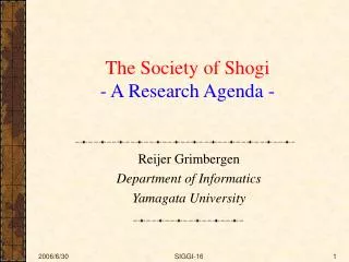 The Society of Shogi - A Research Agenda -