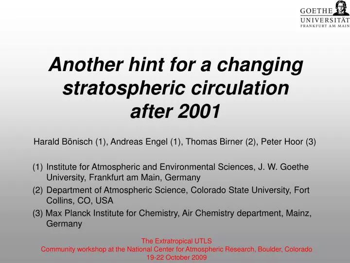 another hint for a changing stratospheric circulation after 2001