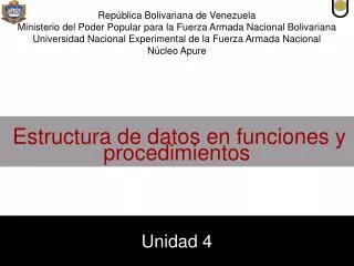 estructura de datos en funciones y procedimientos