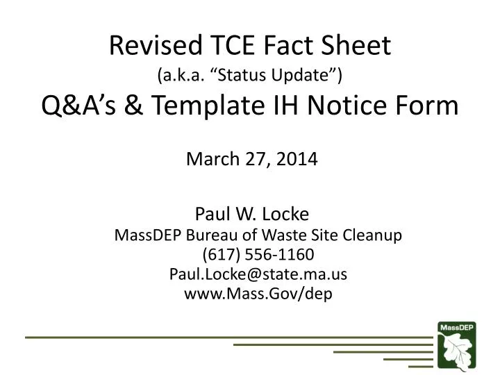 revised tce fact sheet a k a status update q a s template ih notice form