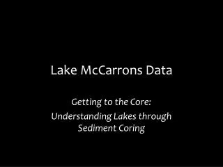 Lake McCarrons Data