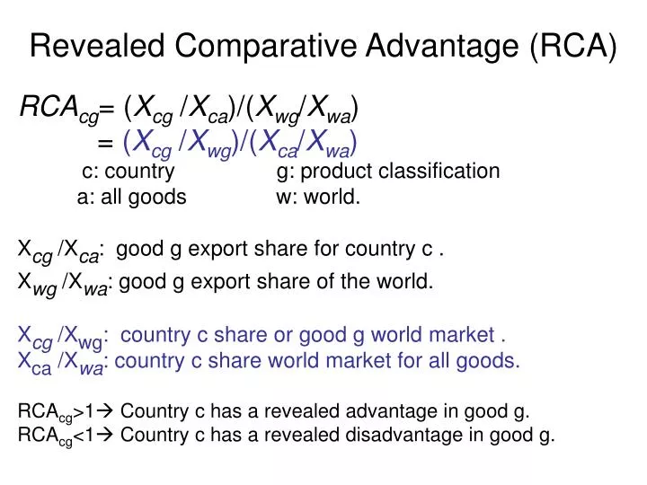 revealed comparative advantage rca