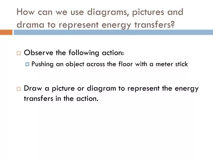 how can we use diagrams pictures and drama to represent energy transfers