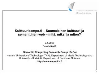 kulttuurisampo fi suomalainen kulttuuri ja semanttinen web mit miksi ja miten