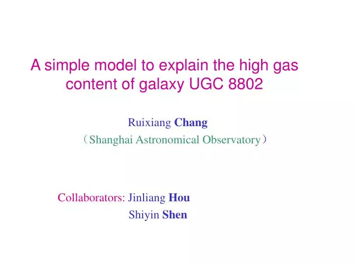a simple model to explain the high gas content of galaxy ugc 8802