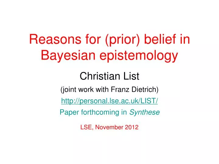 reasons for prior belief in bayesian epistemology