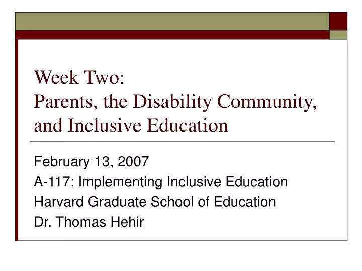 week two parents the disability community and inclusive education