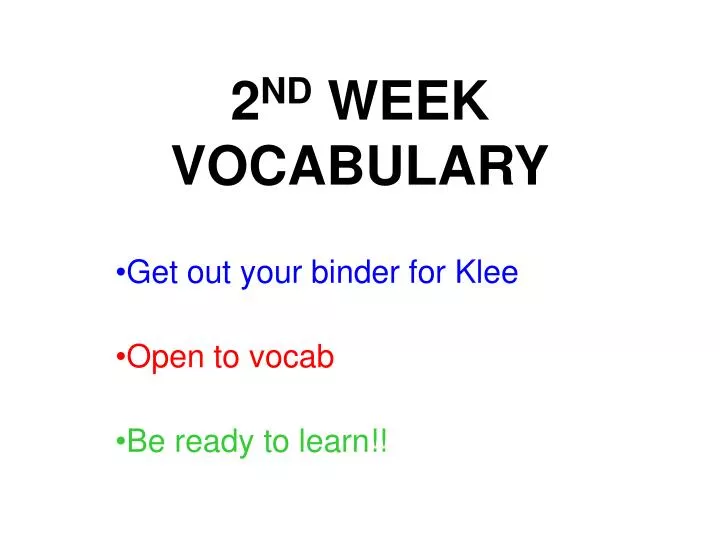 2 nd week vocabulary