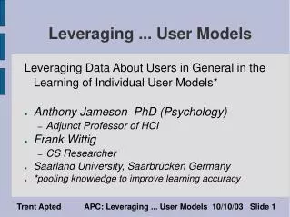 Leveraging ... User Models