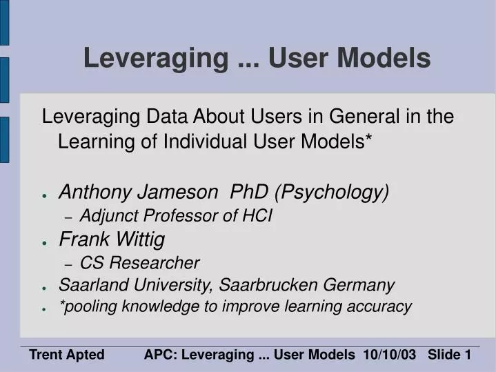leveraging user models