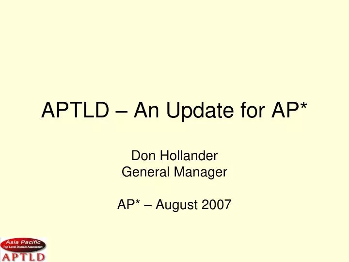aptld an update for ap
