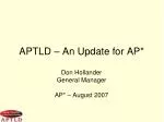 APTLD Update: Diversity, Strategy, Progress - slide 1