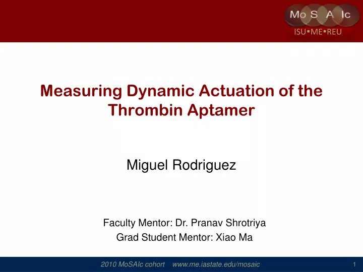 measuring dynamic actuation of the thrombin aptamer