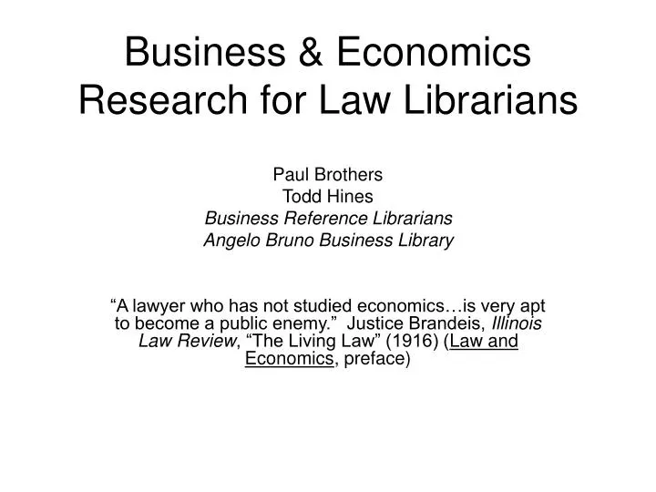business economics research for law librarians