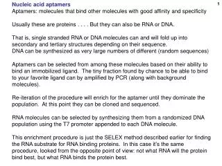 Nucleic acid aptamers