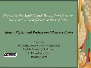 Preparing the Adult Mental Health Workforce to Succeed in a Transformed System of Care