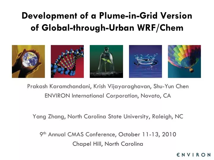 development of a plume in grid version of global through urban wrf chem