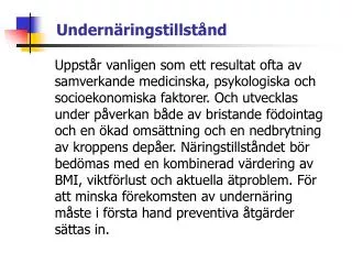 undern ringstillst nd