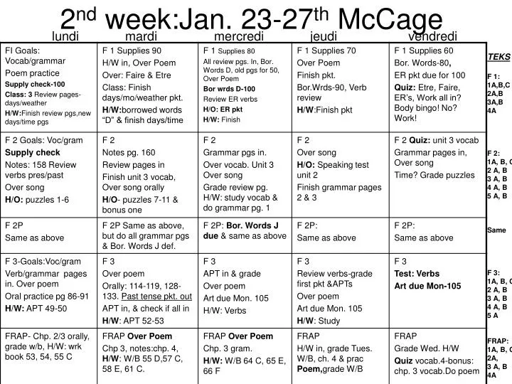 2 nd week jan 23 27 th mccage