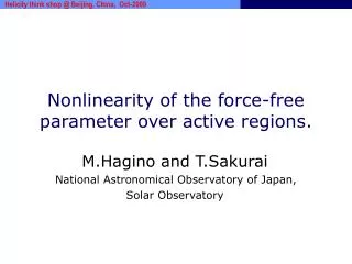 Nonlinearity of the force-free parameter over active regions.