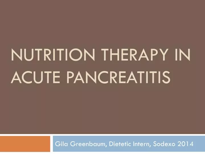 nutrition therapy in acute pancreatitis