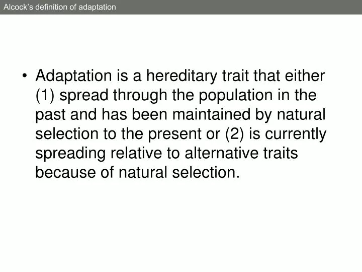 alcock s definition of adaptation