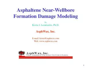 Asphaltene Near-Wellbore Formation Damage Modeling