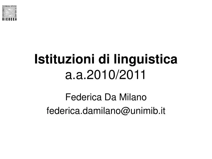 istituzioni di linguistica a a 2010 2011