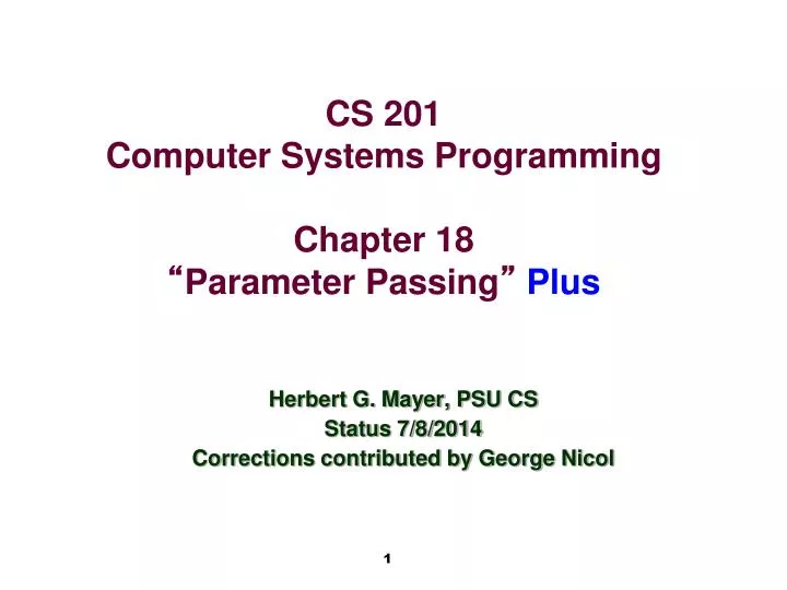 herbert g mayer psu cs status 7 8 2014 corrections contributed by george nicol