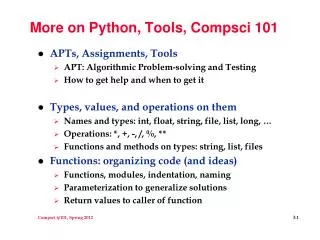 More on Python, Tools, Compsci 101