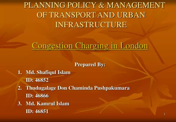 planning policy management of transport and urban infrastructure