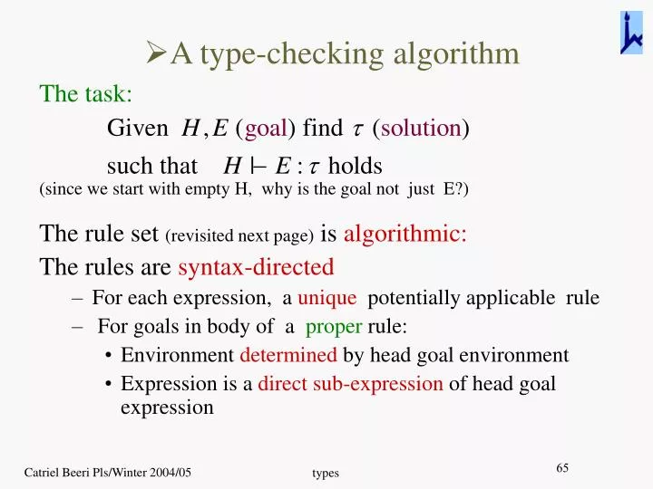 a type checking algorithm