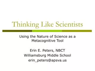 Thinking Like Scientists